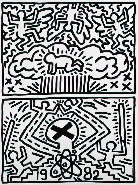 Keith Haring Statue: A Vibrant Legacy in Public Art and Sculpture - ANTI NUCLEAR RALLY 1982 by Keith Haring