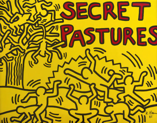 Keith Haring Untitled 1988: A Seminal Work in the Artist's Visual Language - A POSTER FOR THE BILL T JONES AND ARNIE ZANE PERFORMANCE PIECE SECRET PASTURES 1984 by Keith Haring