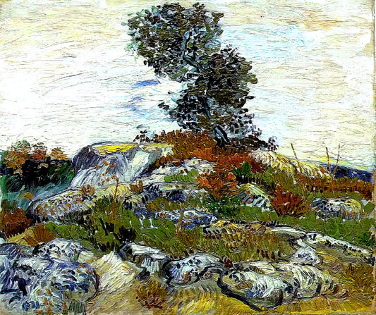 La Berceuse by Vincent van Gogh: A Masterpiece of Color, Comfort, and Artistic Innovation - The Rocks with Oak tree by Vincent van Gogh