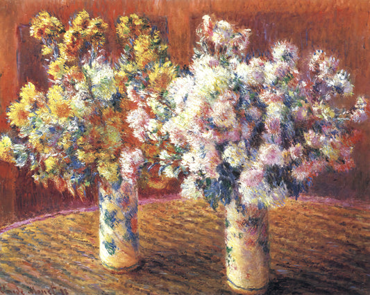 Large Monet Canvas: Understanding the Scale and Impact of Claude Monet's Monumental Works - Two Vases with Chrysanthems by claude monet