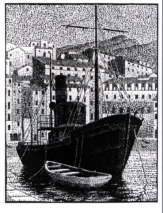 M.C. Escher Optical Illusions: The Art of Impossible Reality - TUGBOAT OLD HARBOR OF BASTIA JANUARY 1934 1934 by MC Escher