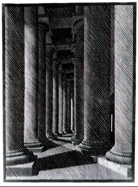 M.C. Escher: The Master of Mathematical Art and Optical Illusions - NOCTURNAL ROME COLONADE OF ST PETER S by MC Escher