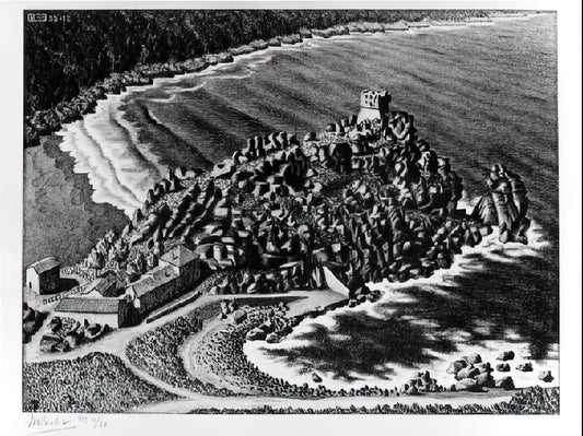 MC Escher Canvas Art: Exploring the Mind-Bending World of Mathematical Masterpieces - GULF OF PORTO CORSICA DECEMBER 1933 1933 by MC Escher