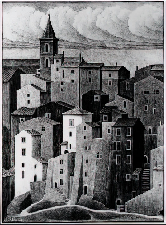 MC Escher Famous Art: The Mind-Bending World of Mathematical Illusion - GENAZZANO ABRUZZI NOVEMBER 1929 1929 by MC Escher