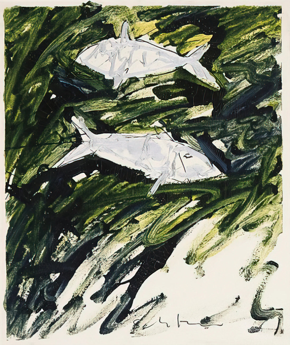 Mario Schifano Paintings: The Pop Art Maverick of Italian Modernism - Pesci - 1982 by Mario Schifano