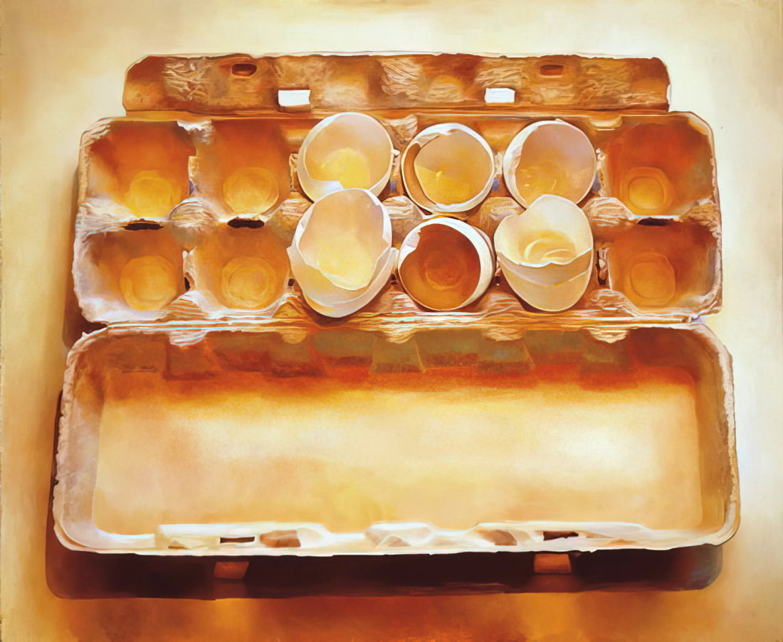 Mary Pratt Prints for Sale: A Collector's Guide to Her Photorealist Masterpieces - Eggs in an Egg Crate - 1975 by Mary Pratt
