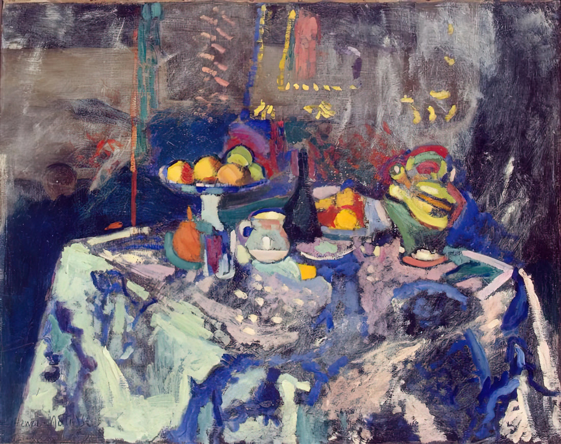 Matisse Abstract Prints: A Guide to the Master's Late Paper Cut-Outs and Their Legacy - VASE BOTTLE AND FRUIT 1906 by Henri Matisse