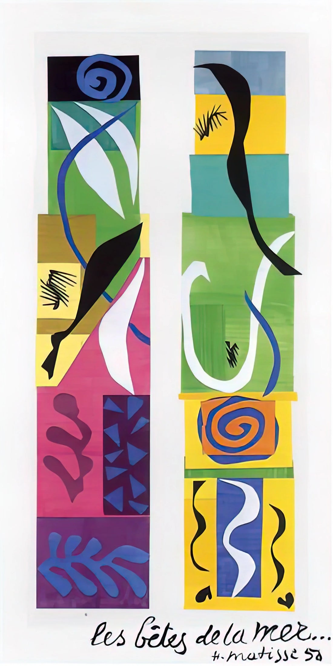 Matisse Blue Print: A Study in Color, Form, and Artistic Revolution - THE MARITIME WILDLIFE 1950 by Henri Matisse
