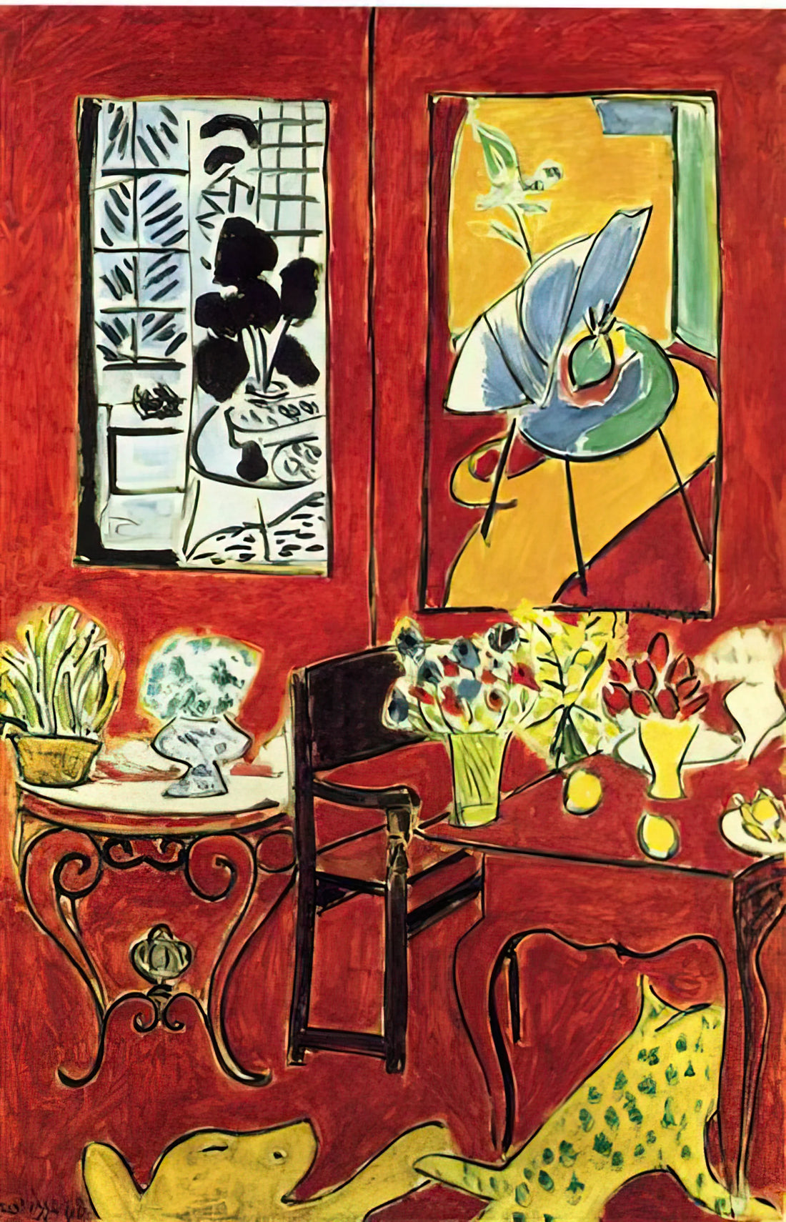 Matisse La Gerbe Framed Print: A Collector's Guide to This Iconic Cut-Out Masterpiece - LARGE RED INTERIOR 1948 by Henri Matisse