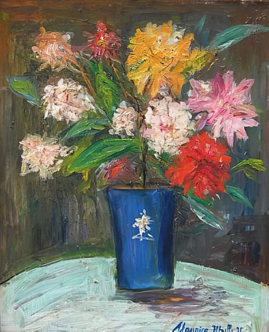 Maurice Utrillo Print on Canvas: Capturing Montmartre's Soul in Museum-Quality Art - VASE WITH FLOWERS 1 by Maurice Utrillo