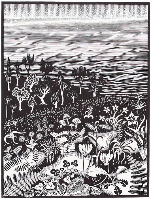 Maurits Cornelis Escher Poster: A Journey into the Mind of a Graphic Genius - THE 3RD DAY OF THE CREATION by MC Escher