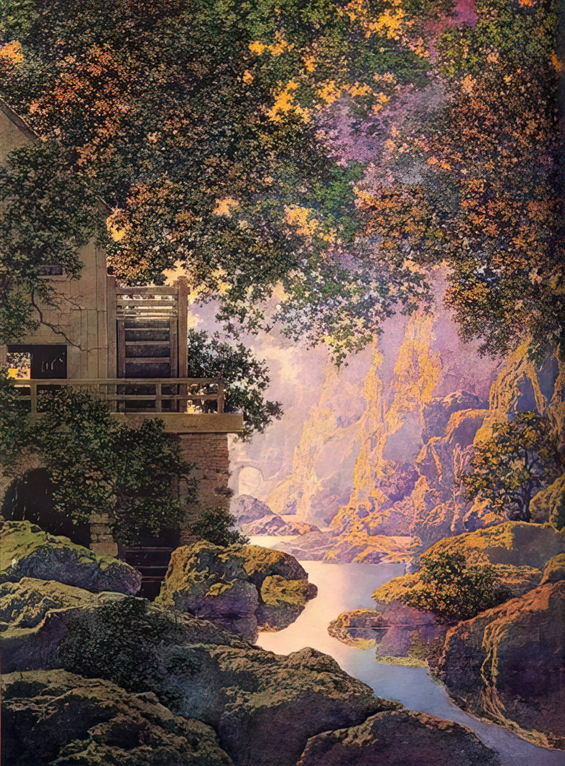 Maxfield Parrish's Wynken, Blynken and Nod: A Masterpiece of American Illustration - The Old Glen Mill Large by Maxfield Parrish