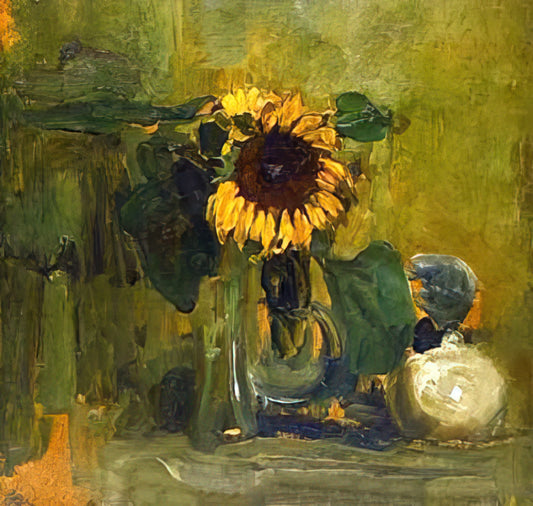 Mondrian Prints for Sale: A Collector's Guide to Piet Mondrian's Iconic Abstract Art - Still life with Sunflower by Piet Mondrian