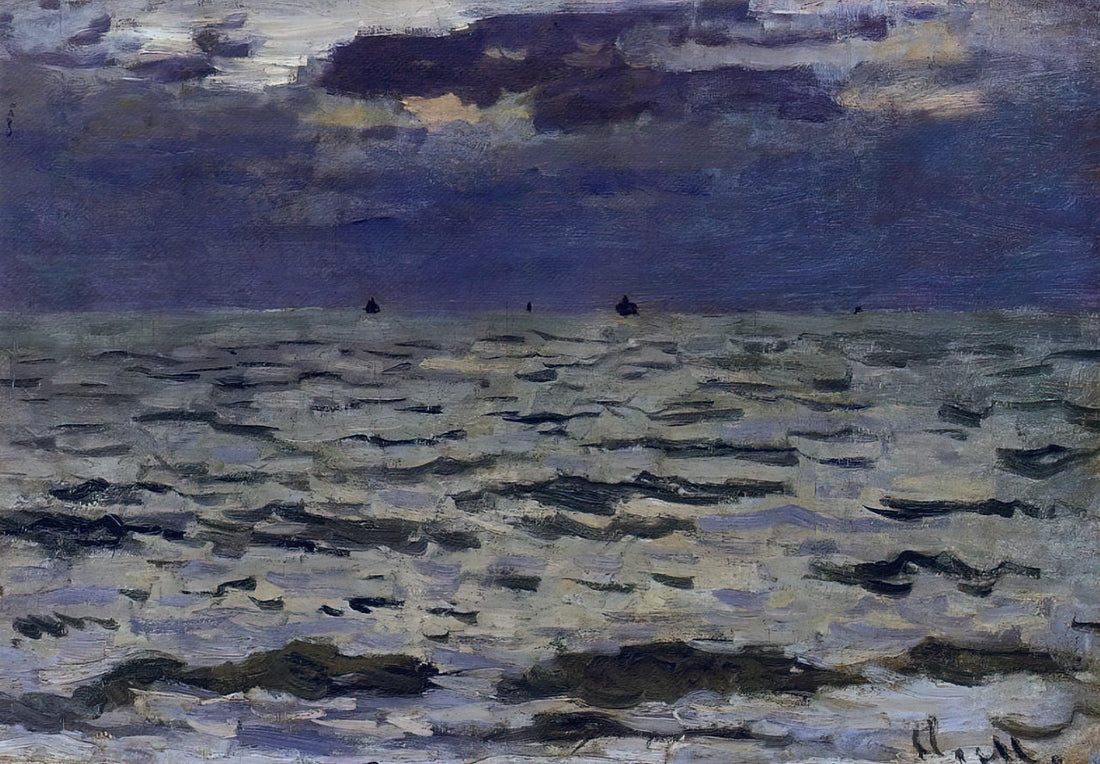 Monet Étretat: The Beach and the Falaise d'Amont Poster - A Masterpiece of Light and Atmosphere - Seascape by claude monet