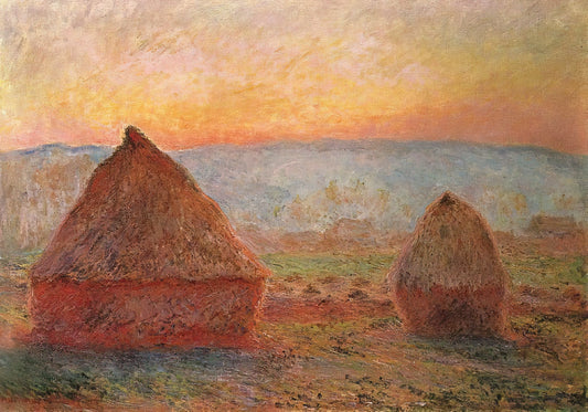 Monet Framed Canvas: The Ultimate Guide to Owning Impressionist Masterpieces - Grainstacks at Giverny, Sunset by claude monet