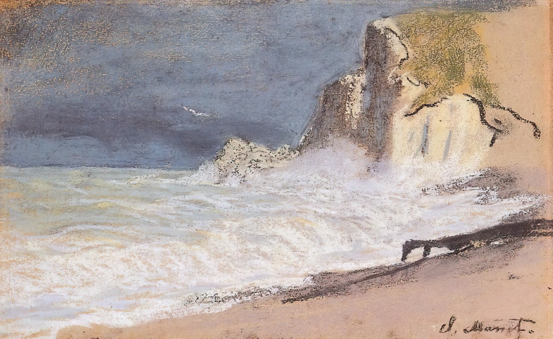 Monet Lithograph: Understanding Claude Monet's Rare Print Works and Legacy - The Manneport, Etretat - Amont Cliff, Rough Weather by claude monet