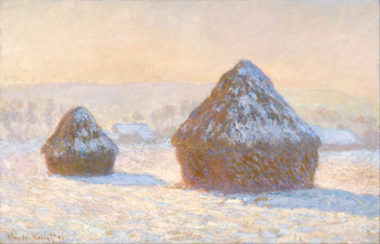 Monet Water Lilies at the Nelson-Atkins: A Masterpiece of Light and Reflection - Wheatstacks, Snow Effect, Morning by claude monet