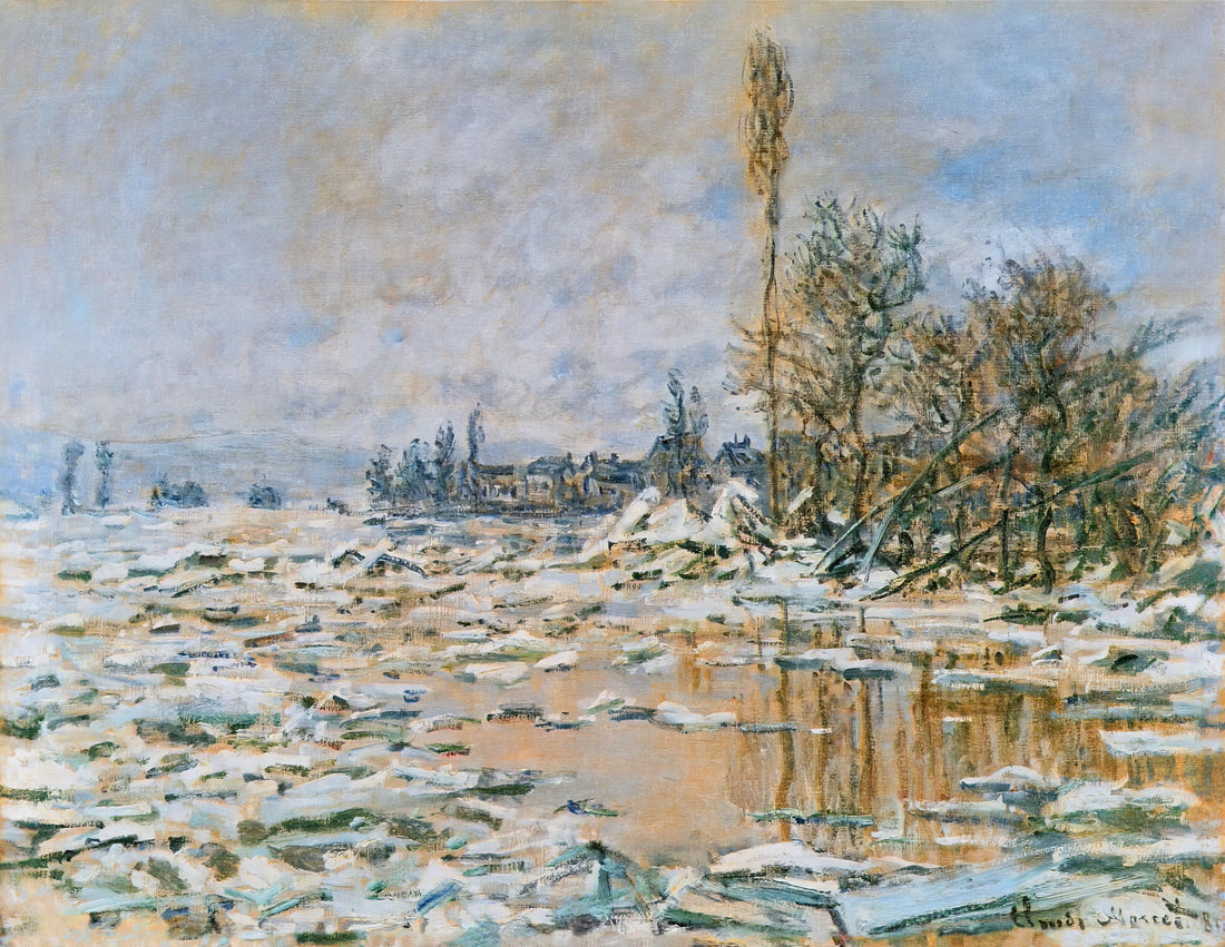 Monet's Water Lilies at L'Orangerie: An Immersive Masterpiece of Impressionism - Breakup of Ice, Lavacourt, Grey Weather by claude monet