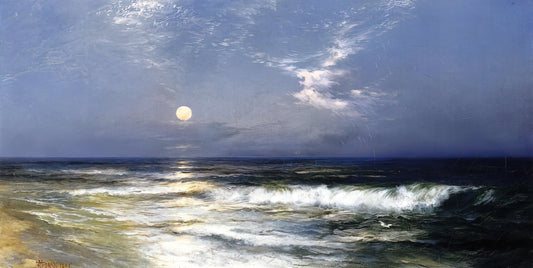 Moran Thomas: The Luminist Painter Who Captured the American West - Moonlit Seascape by Thomas Moran