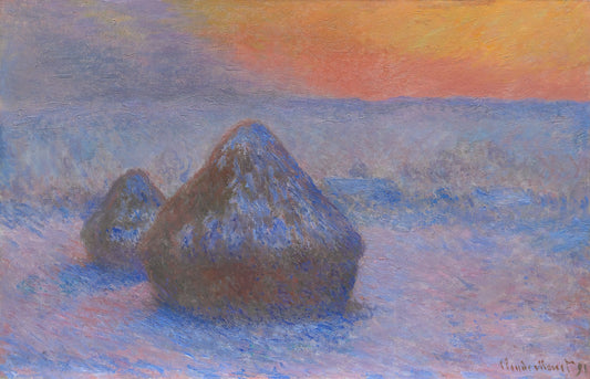 Musée de l'Orangerie Monet: The Ultimate Guide to the Water Lilies Masterpieces - Stacks of Wheat Sunset, Snow Effect by claude monet