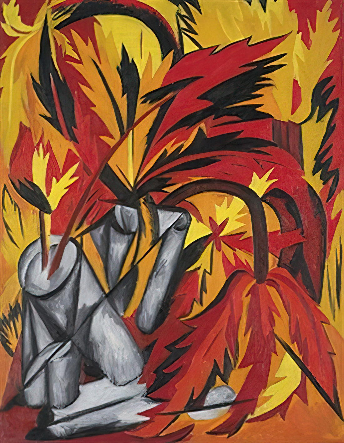 Natalia Goncharova Print: Exploring the Avant-Garde Vision of a Russian Modernist Pioneer - Flowers - 1912 by Natalia Goncharova