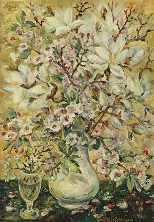 Natalia Goncharova Prints: A Guide to the Avant-Garde Visionary's Graphic Art - Flower vase - Post-Impressionism by Natalia Goncharova