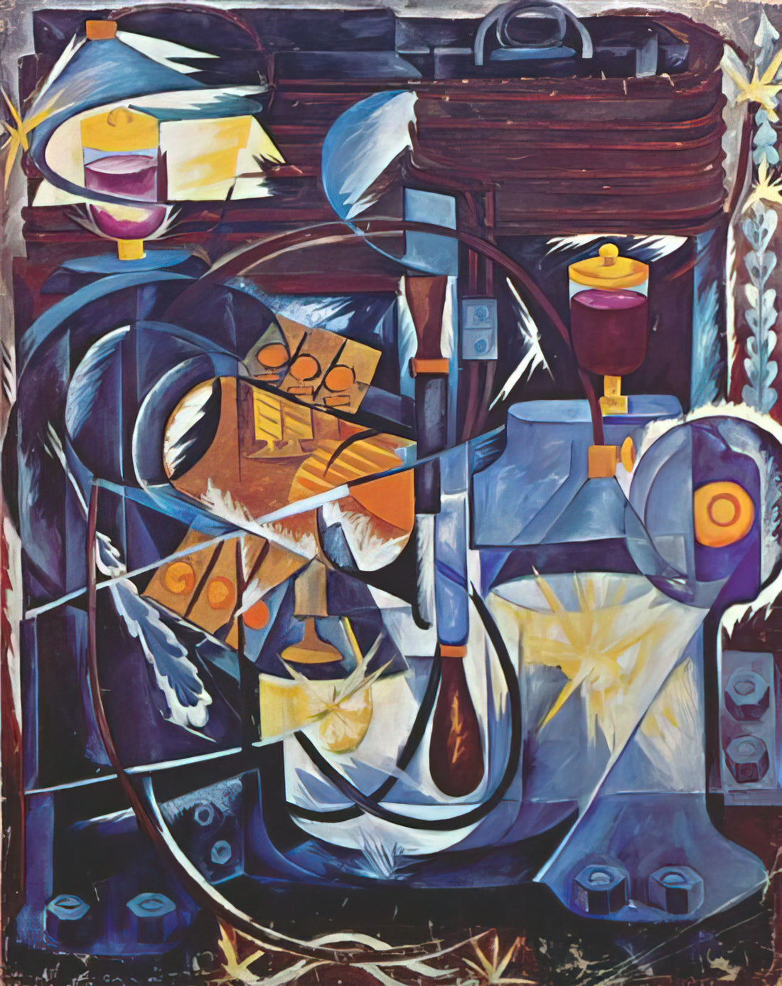 Natalia Goncharova Prints: The Avant-Garde Visionary's Enduring Legacy in Modern Art - Dynamo machine - 1913 by Natalia Goncharova