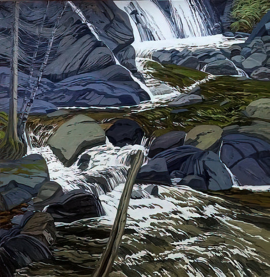 Neil Welliver Prints: The Enduring Legacy of an American Landscape Master - Base of Falls - 1989 by Neil Welliver
