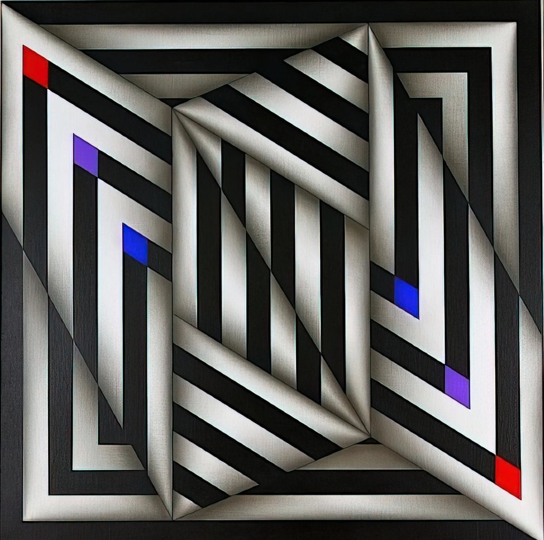 Omar Rayo Framed Canvas Print: A Collector's Guide to Geometric Op Art Masterpieces - Saratoy III - 1980 by Omar Rayo