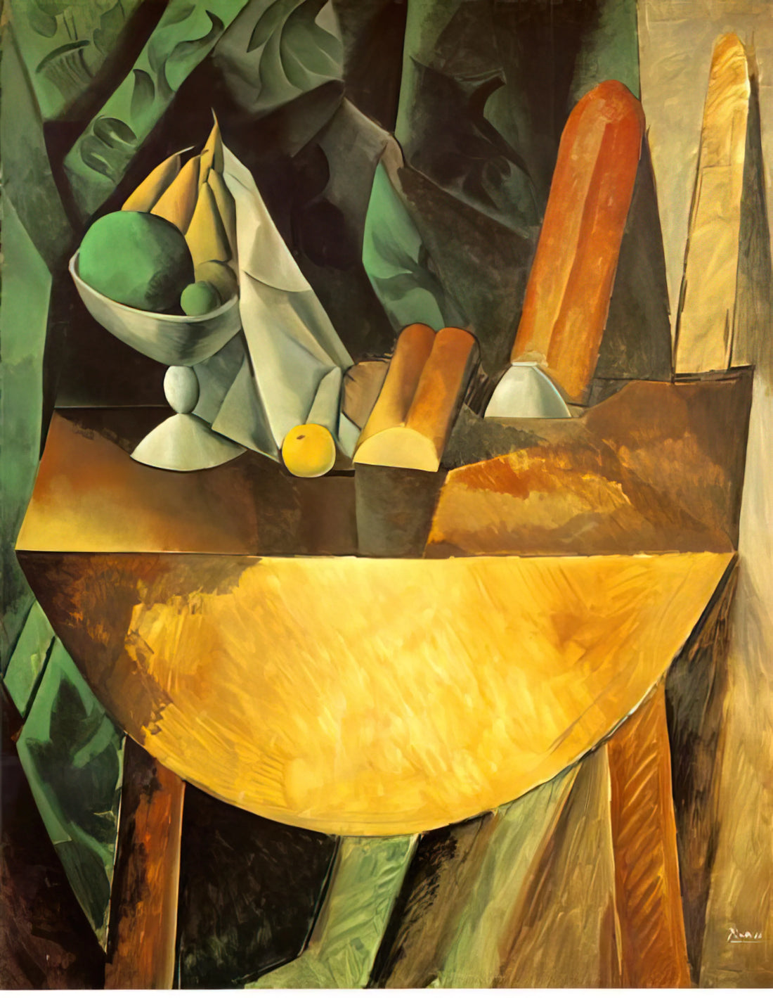 Pablo Picasso 1901: The Blue Period's Genesis and Artistic Transformation - Bread and dish with fruits on the table by Pablo Picasso