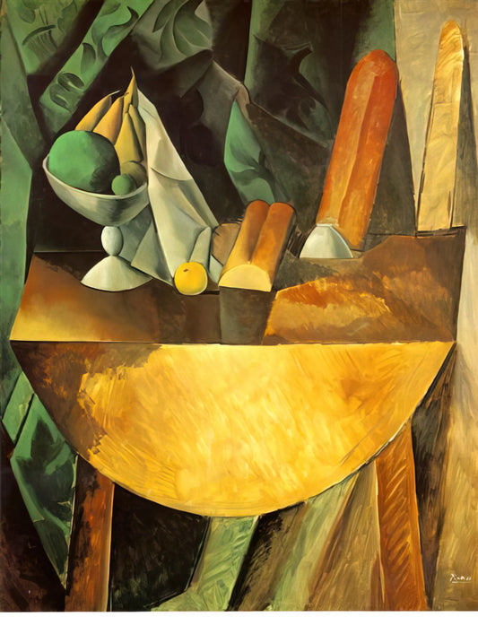 Pablo Picasso 1901: The Blue Period's Genesis and Artistic Transformation - Bread and dish with fruits on the table by Pablo Picasso