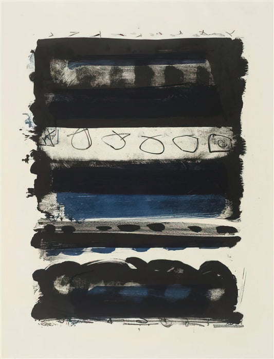 Patrick Heron Acrylic Print: The Vibrant Legacy of a British Modernist Master - Black and Blue Stripes - 1958 by Patrick Heron