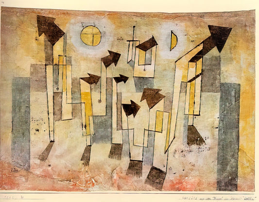 Paul Klee Block Printing: A Journey into the Artist's Experimental Printmaking - WALL PAINTING FROM THE TEMPLE OF LONGING 1922 by Paul Klee