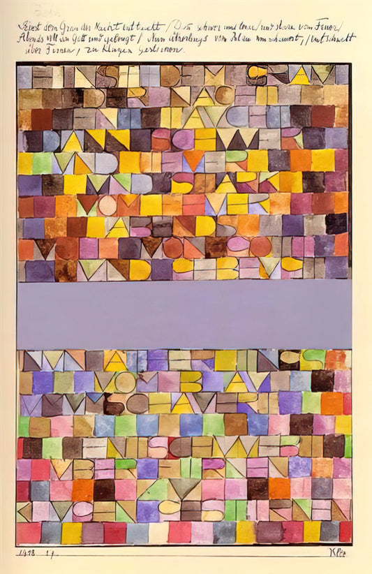 Paul Klee Canvas: Exploring the Master's Unique Artistic Vision Through Museum-Quality Prints - ONCE EMERGED FROM THE GRAY OF NIGHT 1918 by Paul Klee