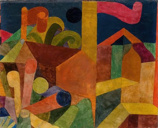 Paul Klee Cubism Paintings: A Unique Synthesis of Geometry and Poetry - LANDSCAPE WITH FLAGS 1914 by Paul Klee