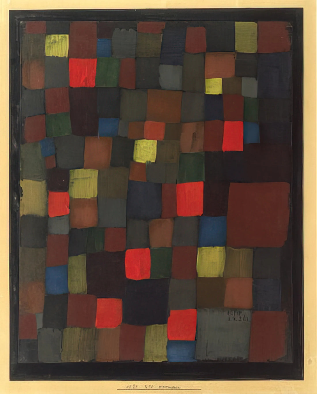 Paul Klee Portrait Paintings: Unveiling the Inner Landscape - ABSTRACT COLOUR HARMONY IN SQUARES WITH VERMILLION ACCENTS 1924 by Paul Klee