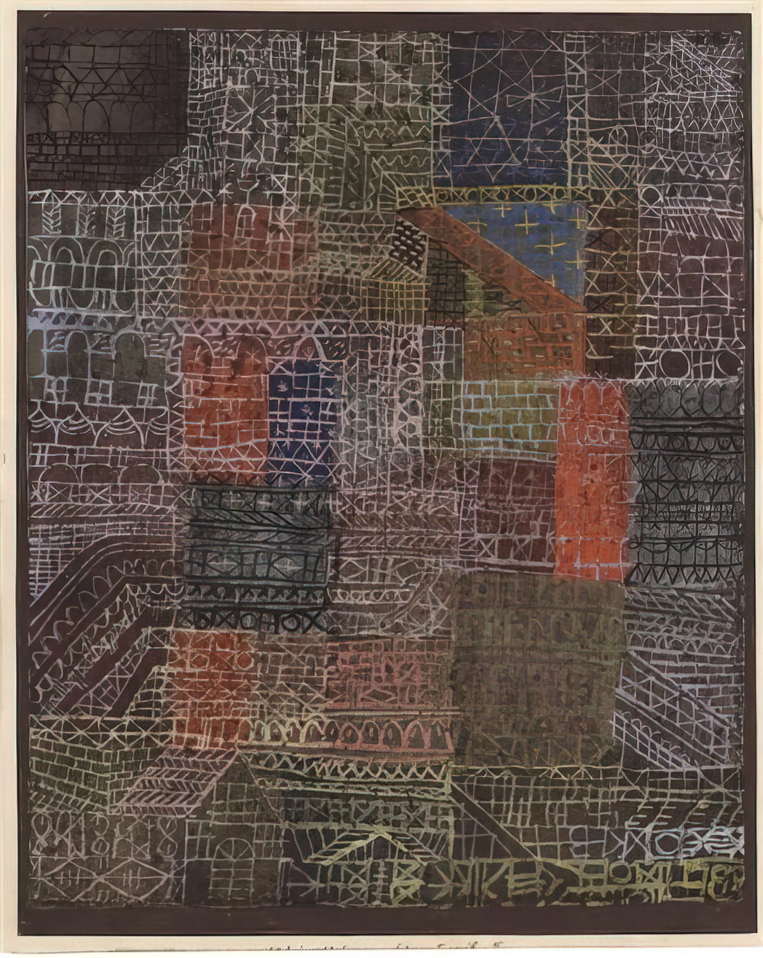 Paul Klee Watercolor Artwork: A Journey into Color, Line, and Poetic Abstraction - STRUCTURAL II 1924 by Paul Klee