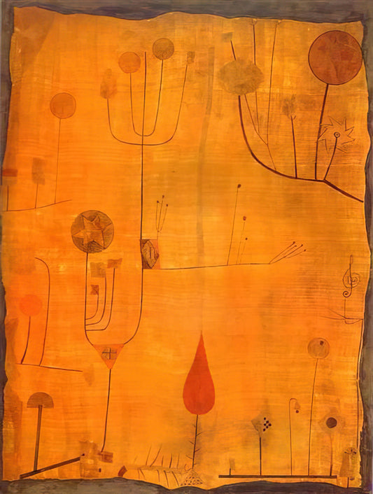 Paul Klee: Bauhaus Master and Pioneer of Modern Abstraction - FRUITS ON RED 1930 by Paul Klee