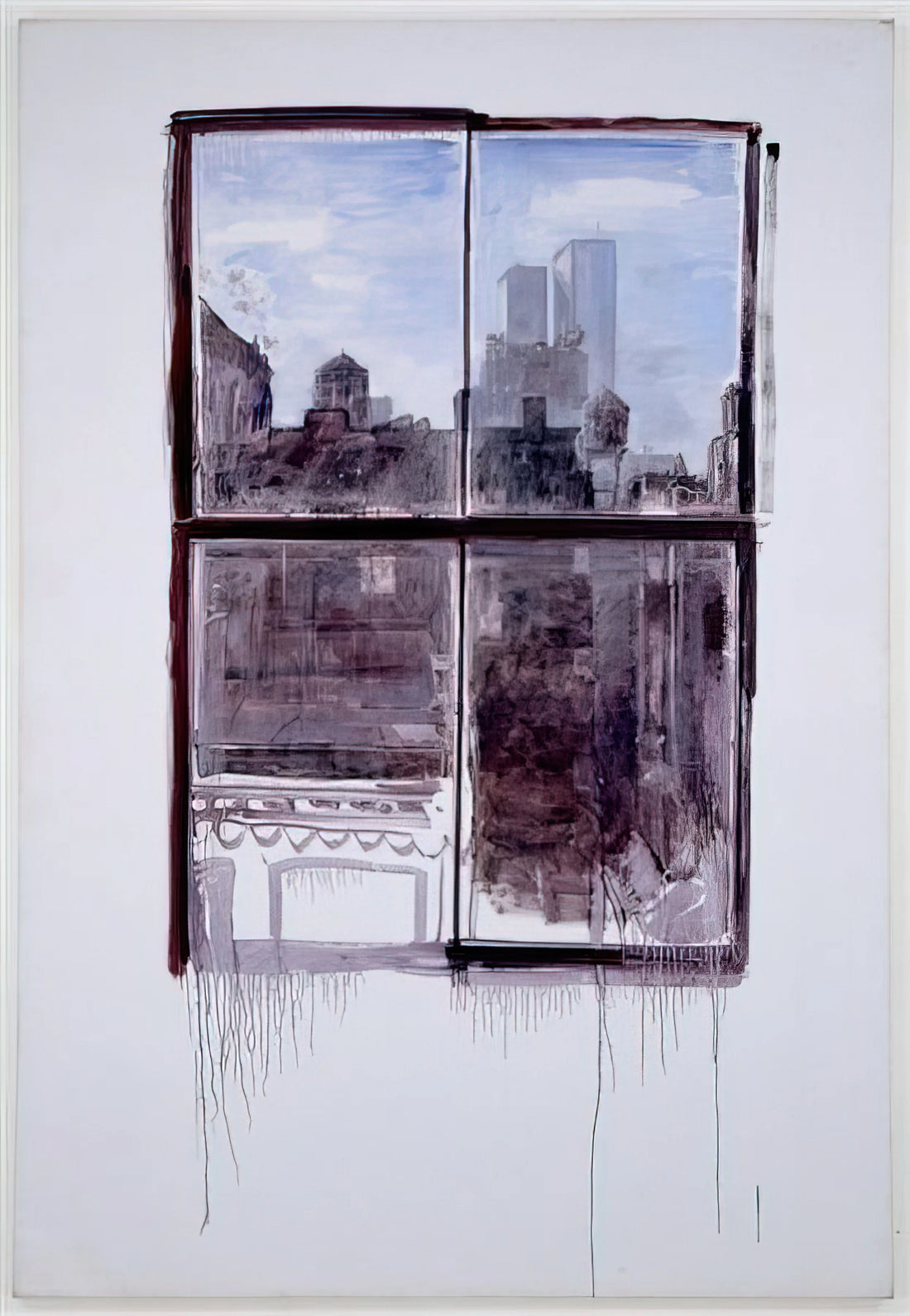 Paul Thek Posters: Exploring the Visionary Artist's Legacy Through Prints - Untitled cityscape with twin towers - 1972 by Paul Thek