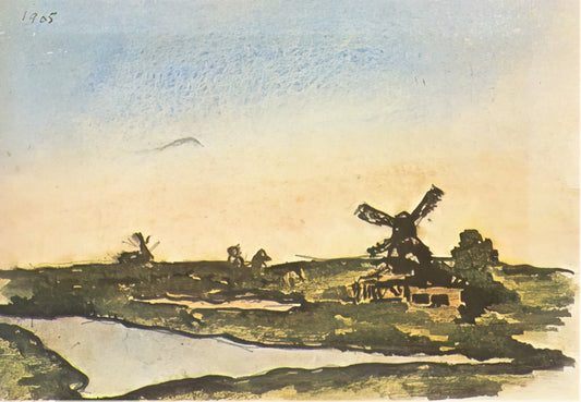 Picasso Famous Paintings Price: A Collector's Guide to Value, Rarity & Investment - Dutch landscape with windmills by Pablo Picasso