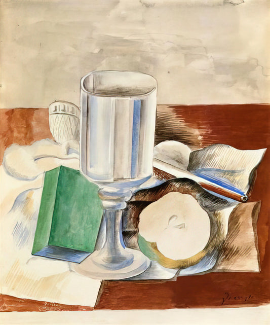 Picasso Prints Online: A Collector's Guide to Authenticity, Value, and Display - Still life with a Glass and an Apple - 1914 by Pablo Picasso