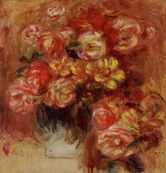 Pierre-Auguste Renoir Sketches: The Intimate Foundation of an Impressionist Master - Vase of Roses by Pierre-Auguste Renoir