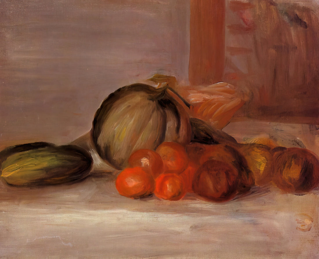 Pierre-Auguste Renoir in the Garden: A Study of Light, Leisure, and Impressionist Mastery - Still Life with Melon by Pierre-Auguste Renoir