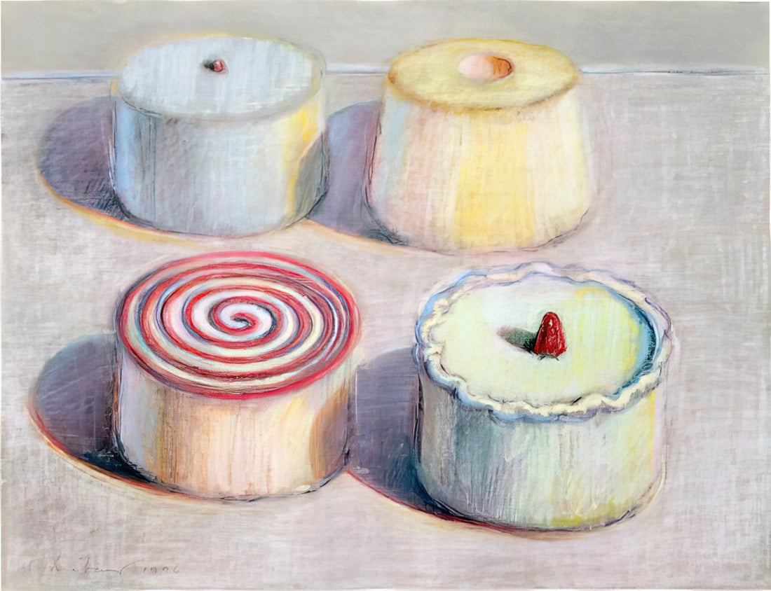 Pop Art Wayne Thiebaud: The Master of American Still Life and Urban Landscapes - Four Cakes - 1996 by Wayne Thiebaud