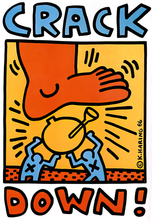Poster Keith Haring Grand Format: A Collector's Guide to Iconic Urban Art Prints - CRACK DOWN 1986 by Keith Haring