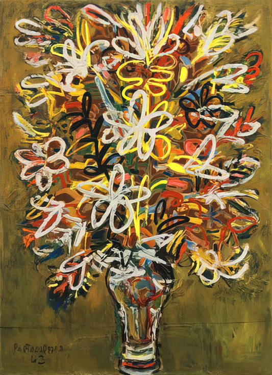 René Portocarrero Acrylic Print: A Collector's Guide to Cuban Modernism - FLOWER VASE 1963 by Rene Portocarrero