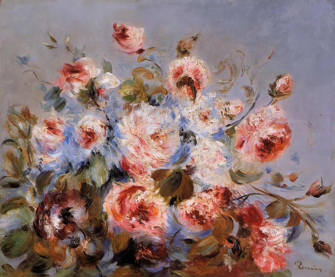Renoir 1866 Painting: A Pivotal Moment in Impressionist Art History - Roses from Wargemont by Pierre-Auguste Renoir
