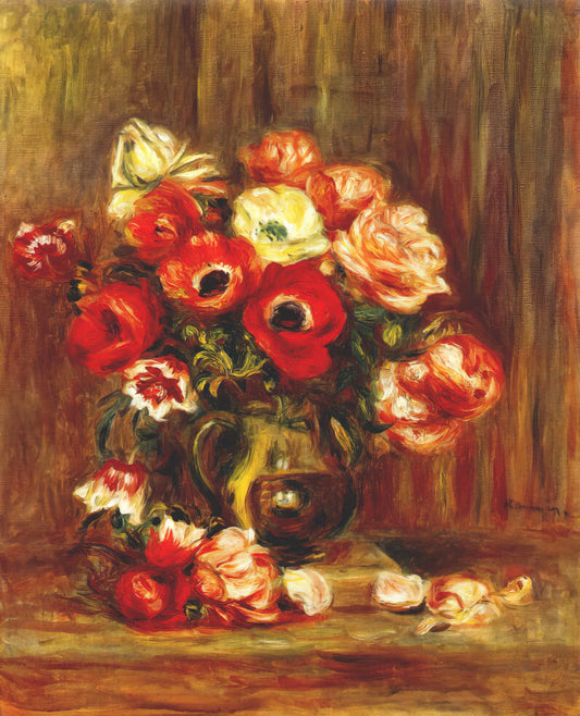 Renoir Canvas Prints: Bringing Impressionist Mastery to Your Home - Still life with anemones by Pierre-Auguste Renoir