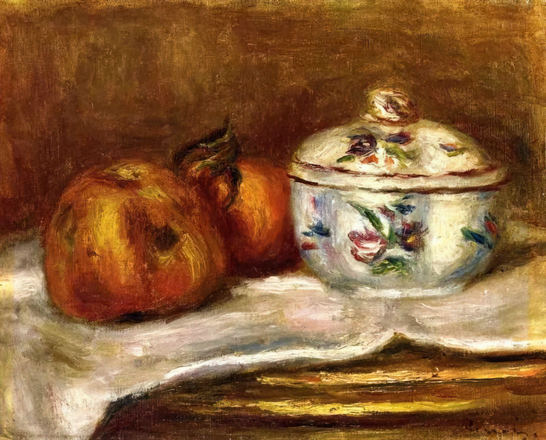 Renoir Montmartre Painting: Capturing the Soul of Parisian Life - Sugar Bowl, Apple and Orange by Pierre-Auguste Renoir