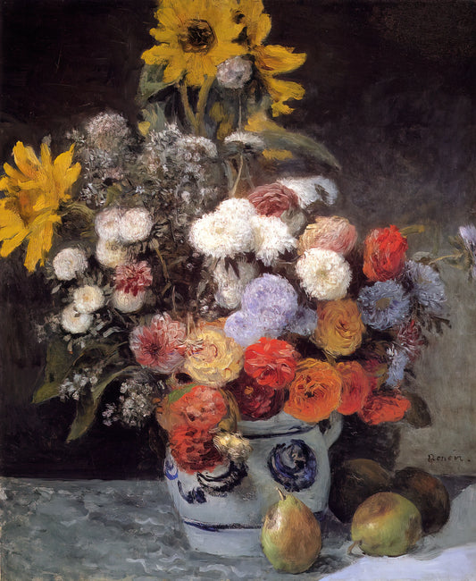 Renoir Promenade: A Journey Through the Artist's Most Serene Landscapes - Mixed Flowers In An Earthware Pot by Pierre-Auguste Renoir